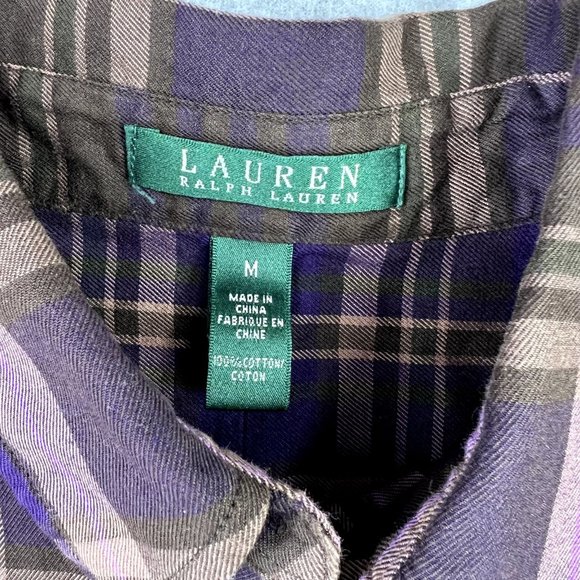 Lauren Ralph Lauren Womens Button Up Shirt Size Medium Purple‎ Plaid Long Sleeve - Picture 4 of 7